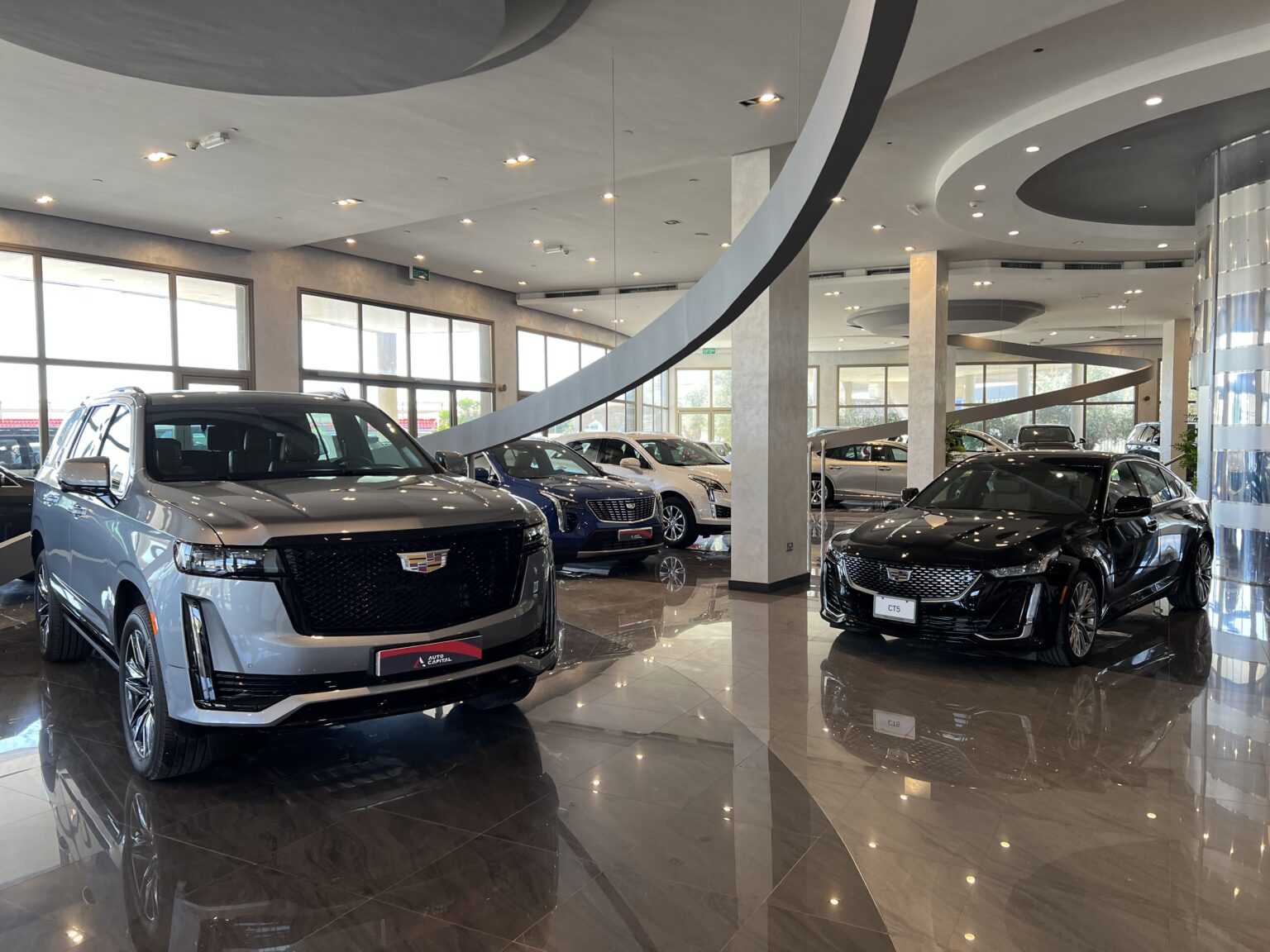 Cars on display in the Autocapital showroom